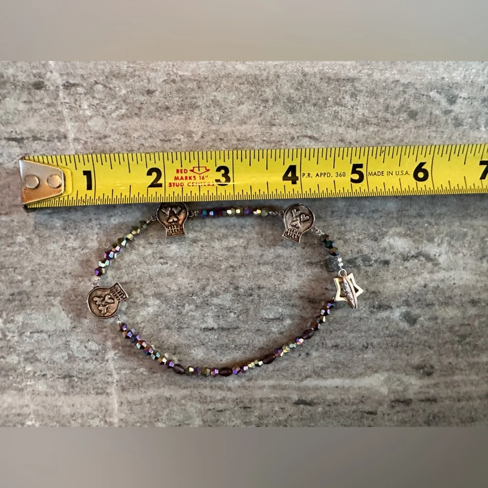 Sparkly Glass Bead & Silver Anklet {or Bracelet}